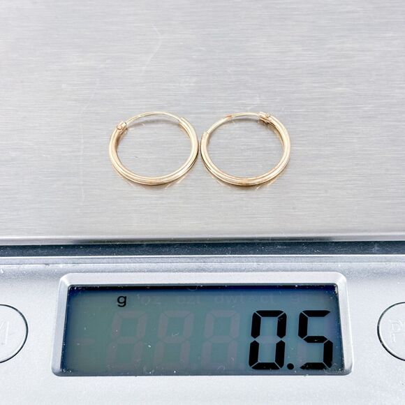 Vintage Sterling Silver 925 Gold Tone Hoop Earrings - Picture 5 of 6